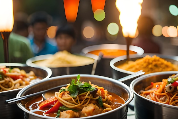 A variety of food is served at a restaurant.