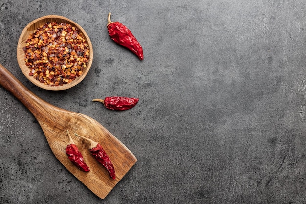 Variety of fresh and dried chili peppers