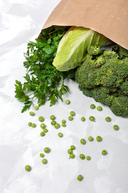 Variety of fresh green vegetables