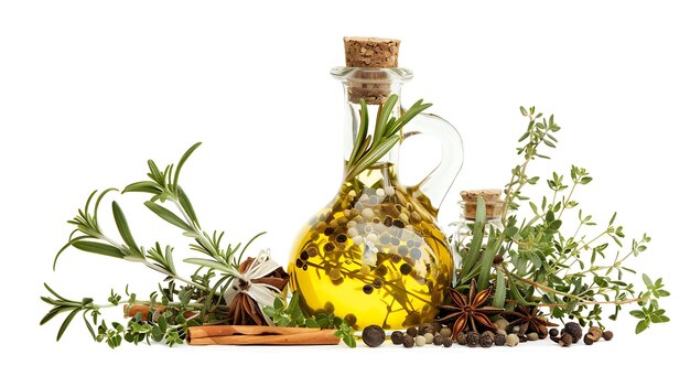 Photo a variety of fresh herbs and spices on a white background the image includes rosemary thyme oregano basil and mint