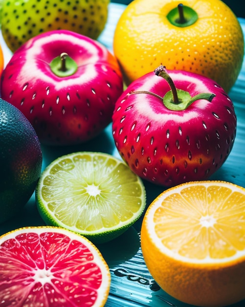Разнообразные фрукты, в том числе тот, на котором есть слово «дыня».