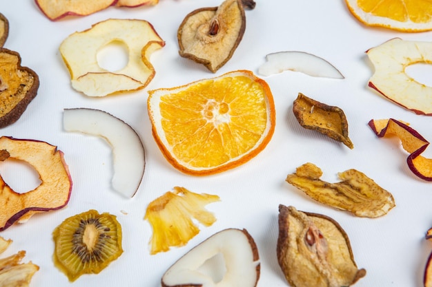 A variety of fruit on a white background