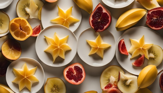 Photo a variety of fruits are displayed on a white surface