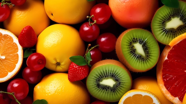 A variety of fruits including kiwi, kiwi, kiwi, and kiwi