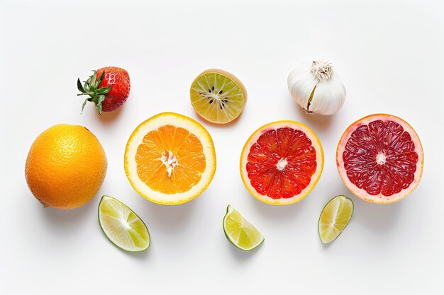 a variety of fruits including lemons strawberries and lemons