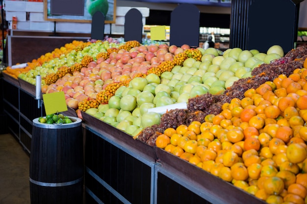 Variety on fruits in organic section