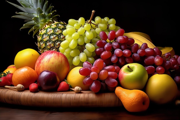 Variety of Fruits on the Top of Wooden Table