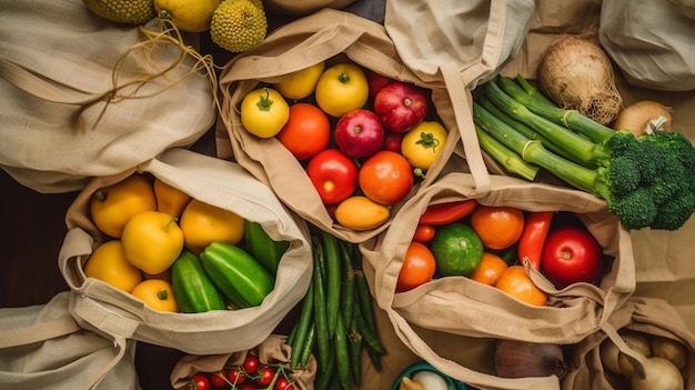 A variety of fruits and vegetables are on display.