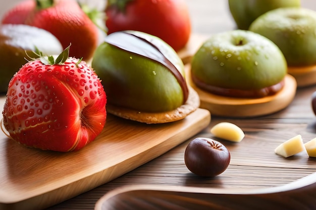 A variety of fruits and vegetables are on a table.