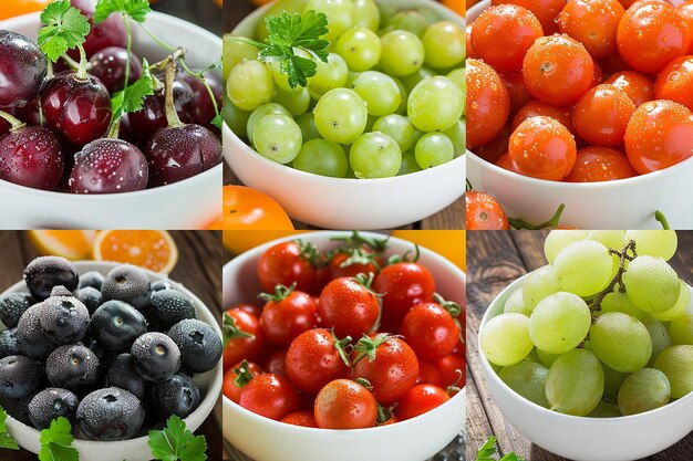 Photo a variety of fruits and vegetables in bowls food focus health food graphy