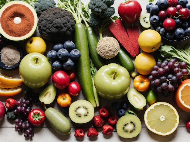 a variety of fruits and vegetables in bowls food focus health food photography