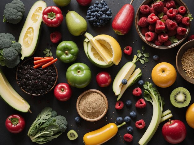 다양한 과일과 채소가 에 들어있는 음식 초점 건강 음식 사진