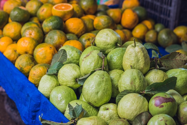 Variety of fruits in the Vietnamese market