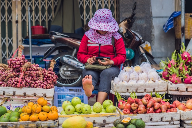 Variety of fruits on the Vietnamese market