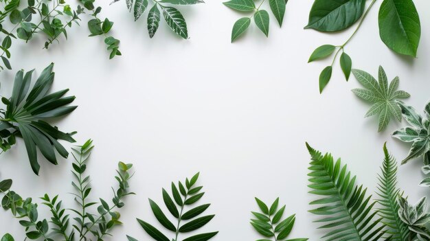 Variety of green leaves