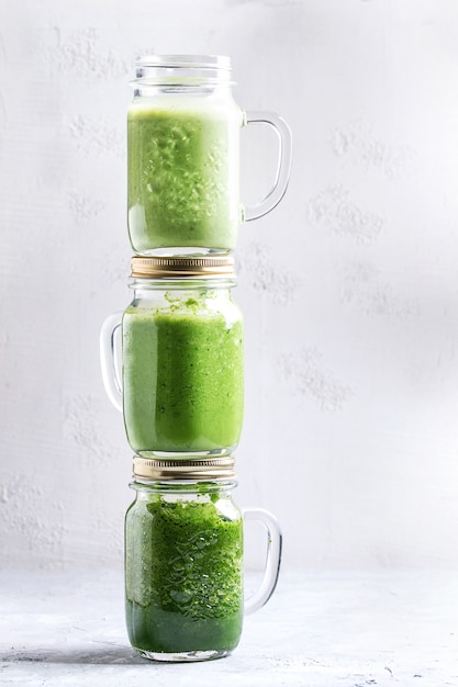 Variety of green smoothie