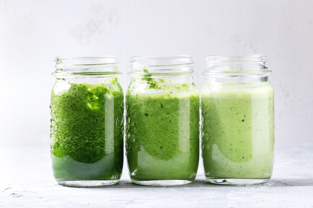 Variety of green smoothie