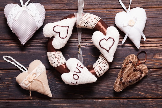 Variety of handmade hearts