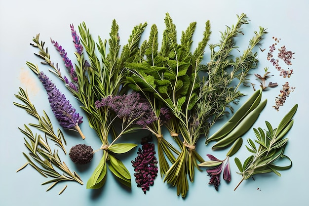 A variety of herbs including a variety of herbs.