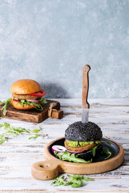 Variety of homemade burgers