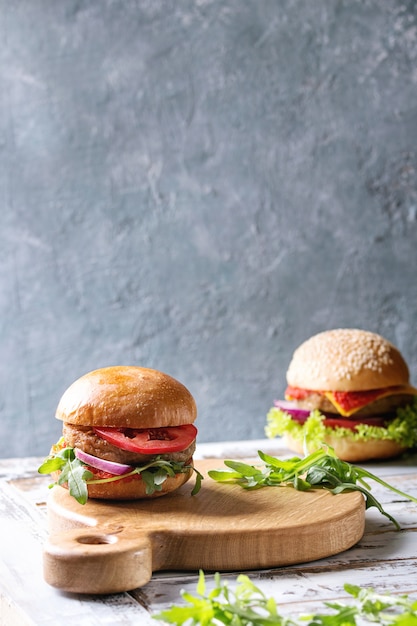 Variety of homemade burgers