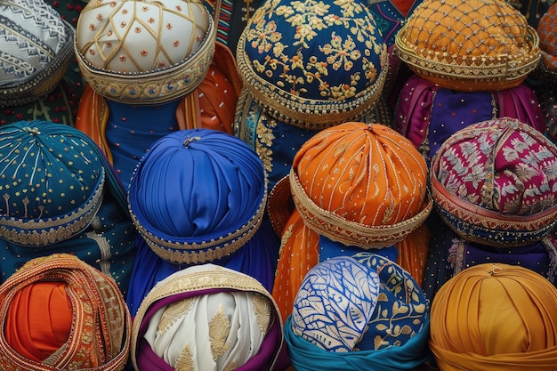 Variety of Indian Turbans in Different Colors and Patterns