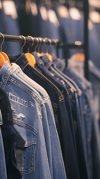 Variety of jeans on display in shopping mall store Vertical Mobile Wallpaper