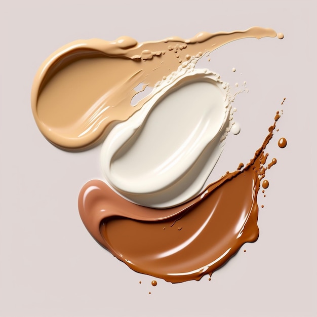 Variety of makeup foundation smears on different skin tones AI Generated