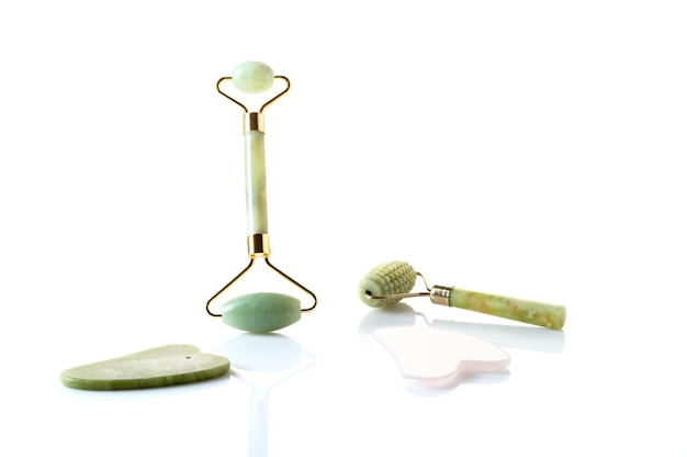 A variety of massage rollers and stones Skin care stones