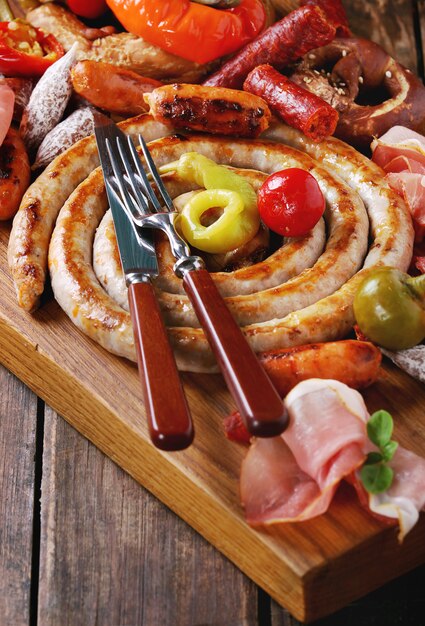 Variety of meat snacks in pretzels