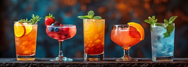 Photo a variety of mixed drinks