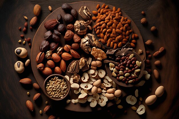 A variety of mixed nuts