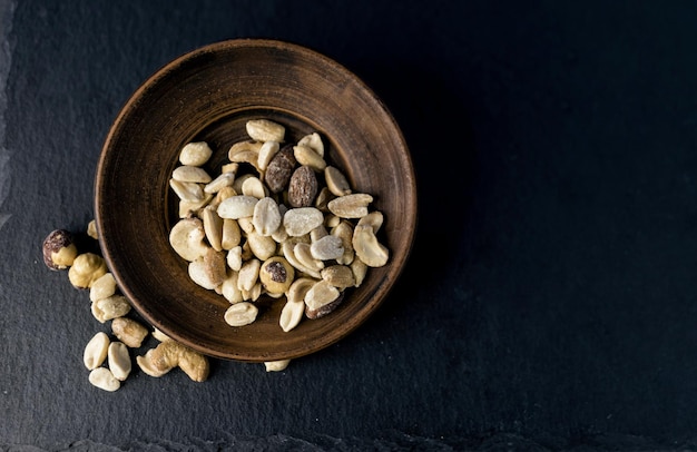 Variety of nuts on bowl