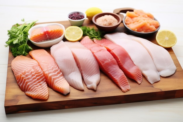 写真 オメガ脂肪酸を代表する魚の切り身各種