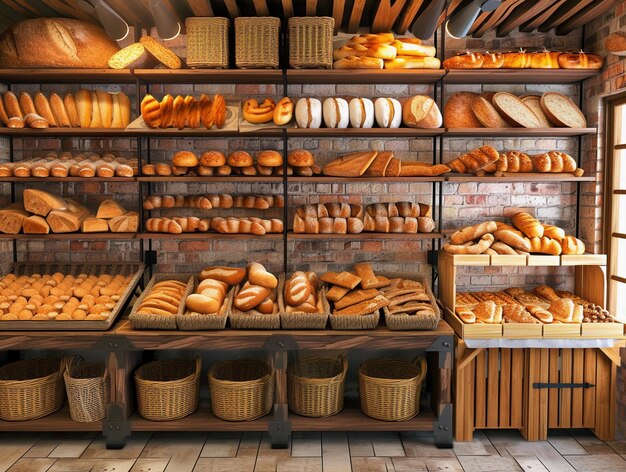 Фото variety of freshly baked pastries in baskets