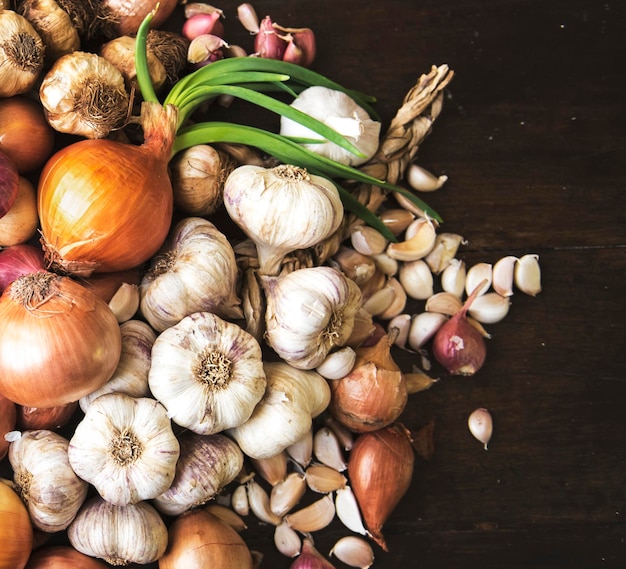 Variety of onions and dried chili