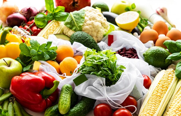 다양한 유기농 과일 과 채소