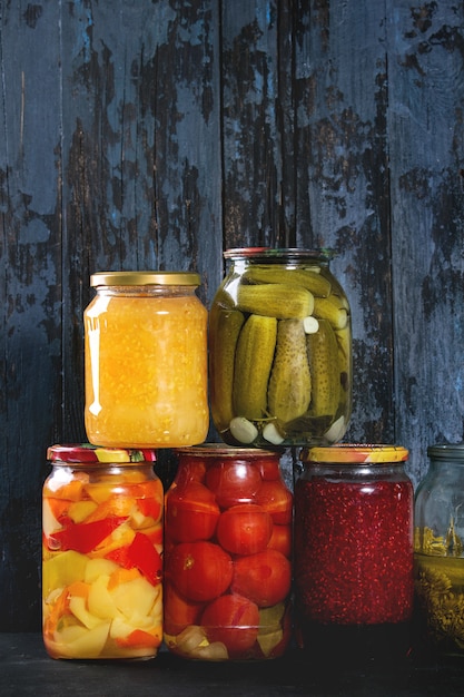 Variety of pickled vegetables