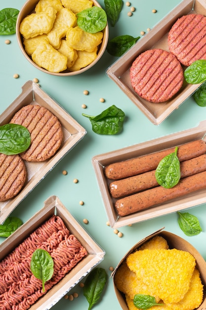 Variety of plant based meat food to reduce carbon footprint