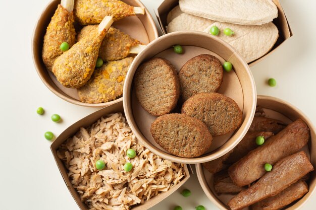 Variety of plant based meat food to reduce carbon footprint