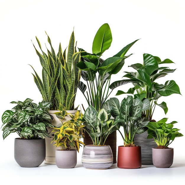 Различные комнатные растения в горшках