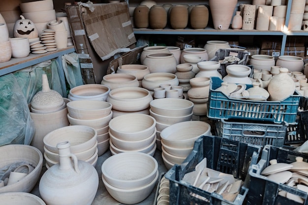 Variety of pottery products in the pottery shop in Manama Bahrain