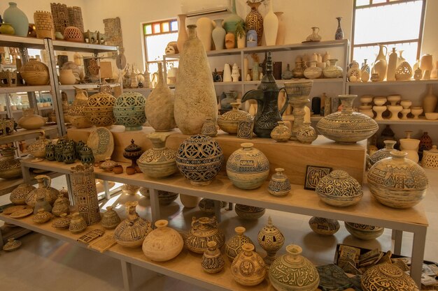 Photo variety of pottery products in the pottery shop in manama bahrain