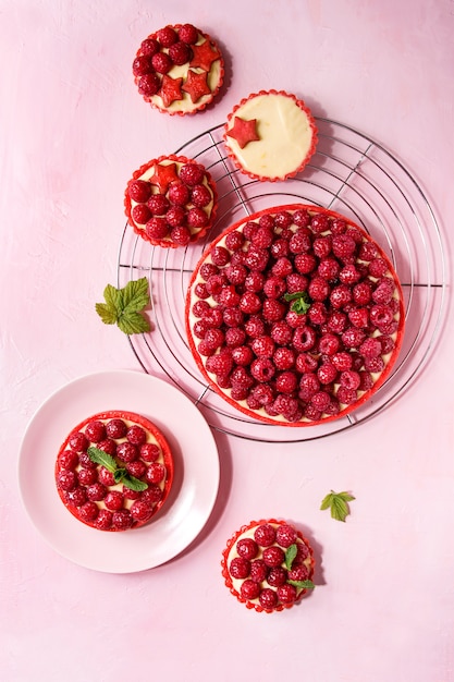 Variety of raspberry tarts