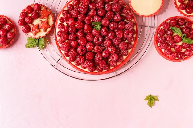 Variety of raspberry tarts