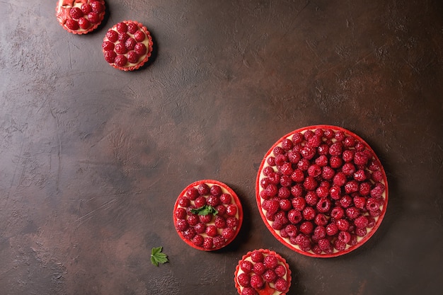 Variety of raspberry tarts