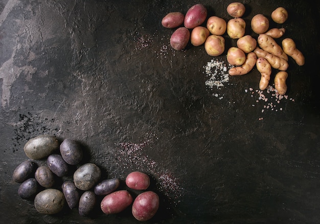 Variety of raw potatoes