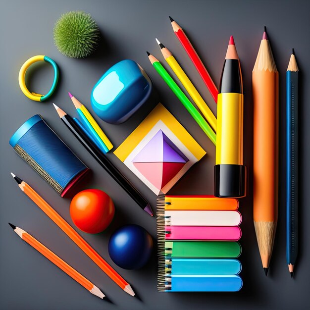 Variety of school supplies back to school concept