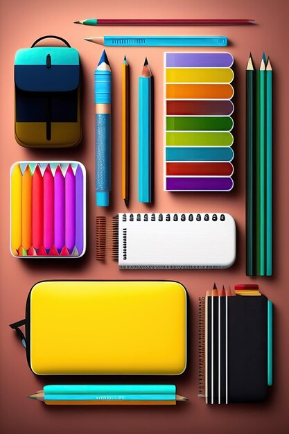 Variety of school supplies back to school concept