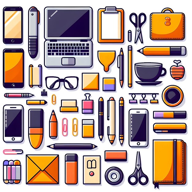 A variety of school tools